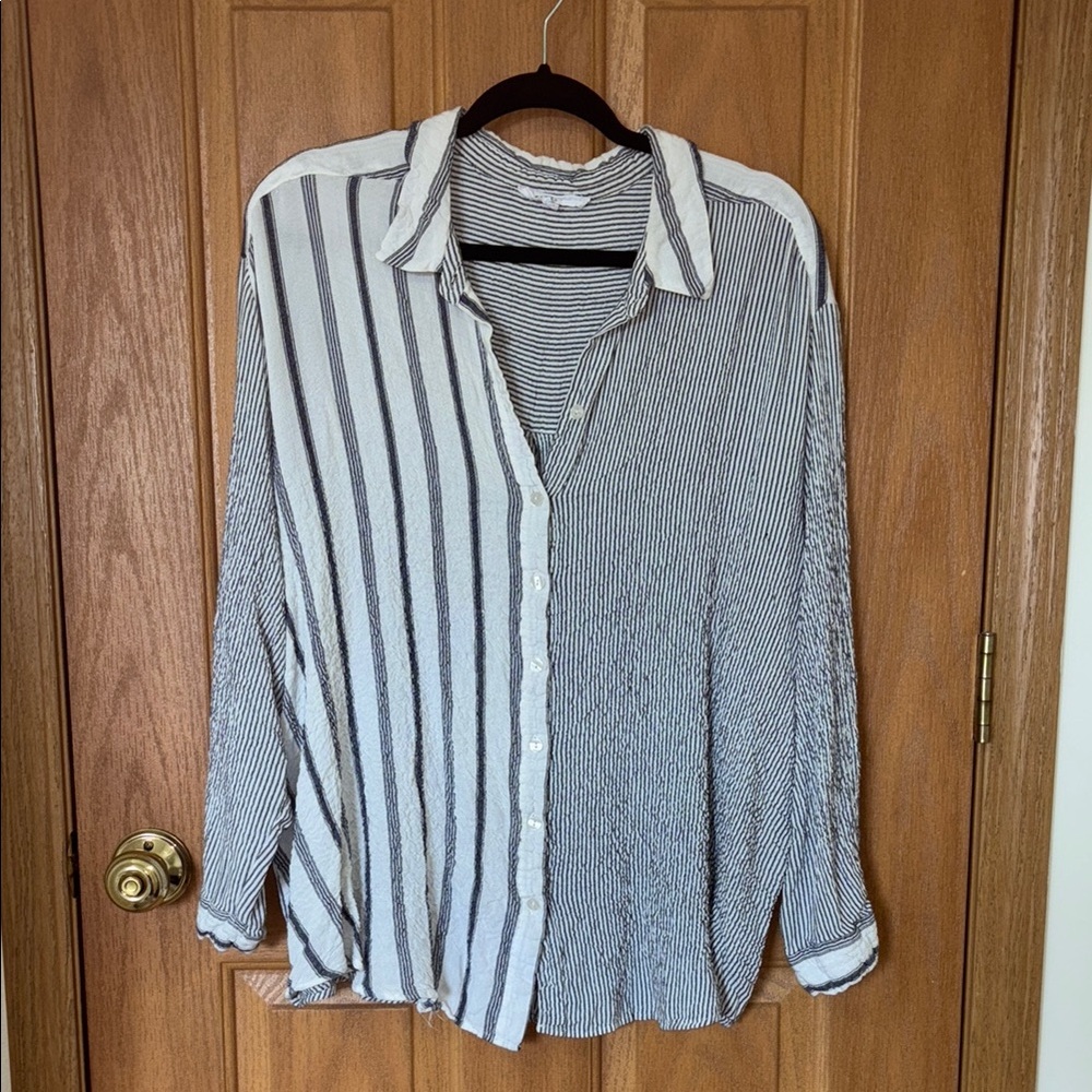 Jane and Delancey Striped Blouse - Blue and White